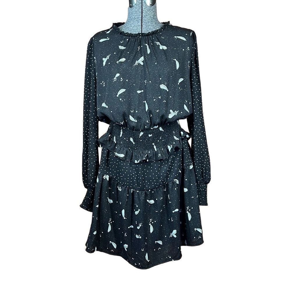 Popsugar Black White and Cream Multi Print Tiered Dresss Size XL